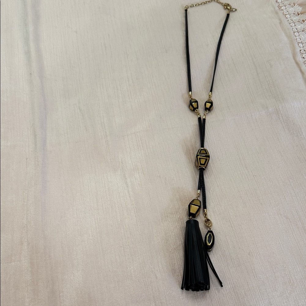 Chico’s Black and Gold Tassel contemporary Necklace - Women Jewelry